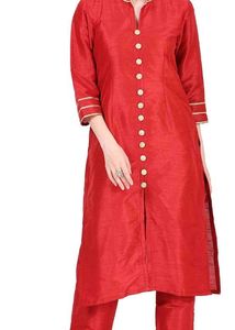 Elegant Red Kurta And Golden Pant