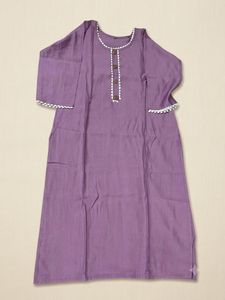 Elegant Purple Kurta with White Trim