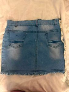 Cute Denim mini Skirt with Cartoon Patch