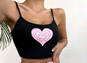 Cute Black Heart Crop Top