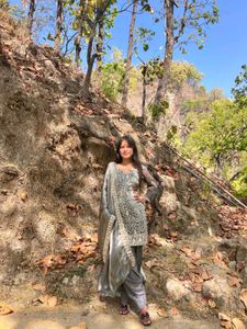 Elegant Grey Embroidered Kurta Set
