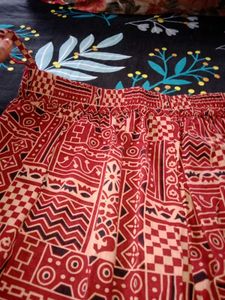 Red Striped Kurta with Neck Embroidery