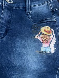 Cute Denim Skirt with Graphic Print