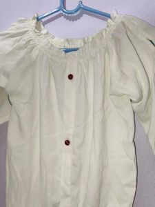 Off-Shoulder Button-Up Blouse