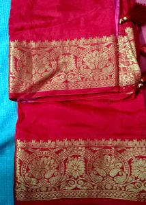 new pure dola silk Red Saree with hand work