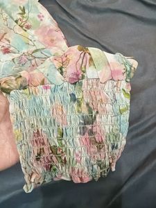 Sheer Floral Peplum Top