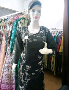 Stylish Black Kurta Set with White Print