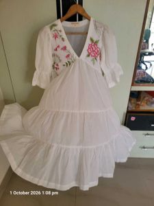 White Embroidered Tiered Maxi Dress