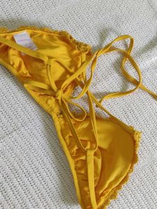 Yellow Crochet Bikini Top(L)