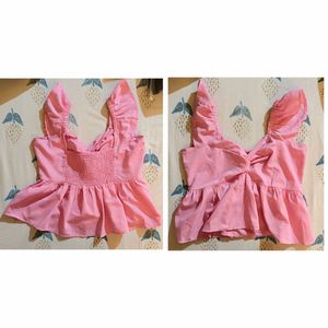Cute Blue &amp; Pink Peplum Tops Combo