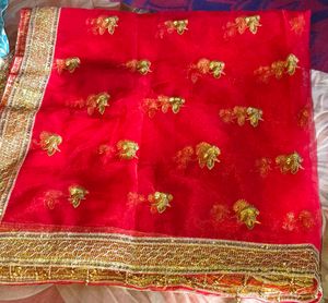 Red Embroidered Dupatta