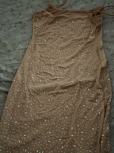 Sparkly Brown Spaghetti Strap Dress