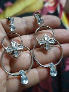 Silver Cz Stone Earrings