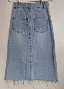 Light Wash Denim Midi Skirt