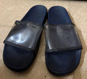 Blue Slides w Clear Straps