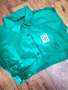 🧨⚡Green "Oh No" Cropped Shirt