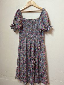 Boho Floral Puff Sleeve Mini Dress