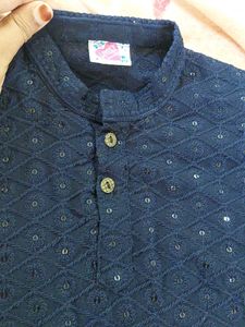 Navy Blue Sequined Kurta