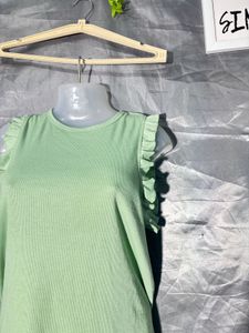 Light Green Ruffle Sleeve Top