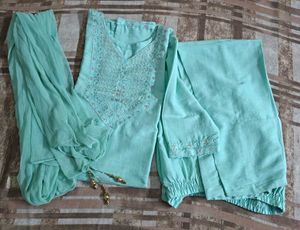 Beautiful Teal Kurta Set with Dupatta