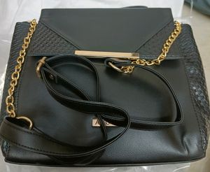 Avon Leather Handbag - Black With Golden Sling