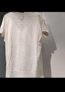 Cream Textured Short Sleeve Top