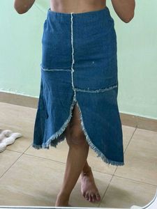 Denim Midi Skirt