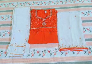 Orange Anarkali Kurta Set
