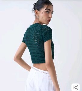 Green Crochet Knit Top