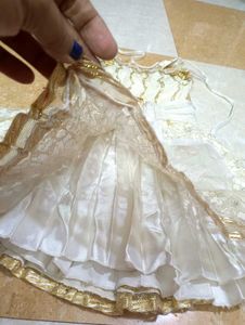 Elegant White &amp; Gold Lehenga Choli