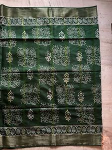 Brand New Elegant Green  Printed Saree