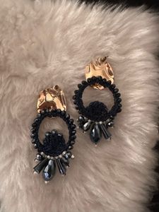Black faceted crystal Drop Earrings