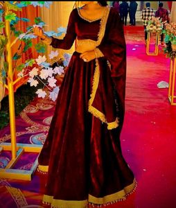 Elegant Maroon Velvet Lehenga Choli