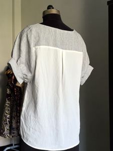 Gray Linen Blend Puff Sleeve Top