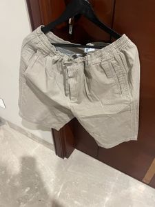 Men's Beige Corduroy Drawstring Shorts