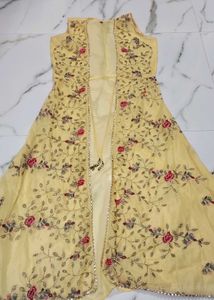 Elegant Yellow Floral Ethnic Gown