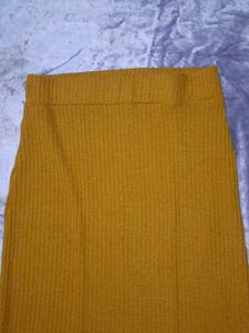 Mustard Ribbed Knit Skirt
