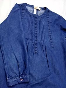 Embroidered Denim Tunic Top