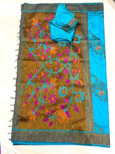 Beautiful Blue Silk Saree with Blouse