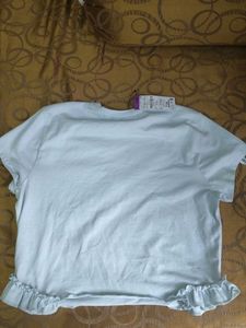 Light Blue "Finesse" Ruffled Hem T-Shirt