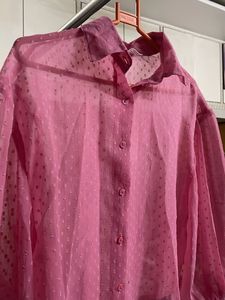 Sheer Pink Blouse with Heart Details
