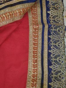 Ombre Orange &amp; Red Embroidered Saree