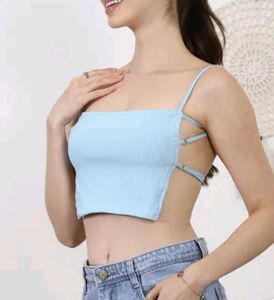 Stylish Light Blue Crop Top