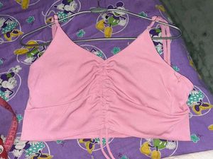 SHEIN Cute Ruched Spaghetti Strap Crop Top