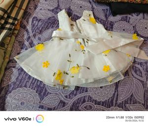 babyhug Girl's White &amp; Yellow Dress