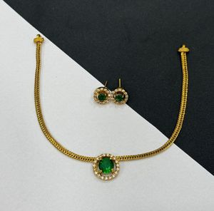 Elegant Emerald & Diamond Necklace & Earring Set