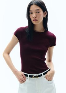 H&M Maroon Short Sleeve Knit Top