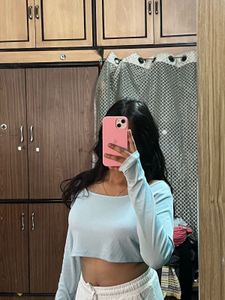 URBANIC sky blue long sleeves crop top
