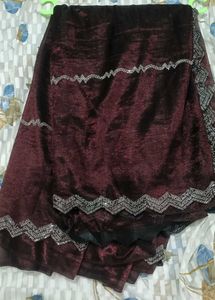 Elegant Burgundy Saree with Lace Blouse