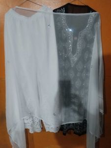 Black Embroidered Chikenkari Kurta With Sharara❣️❣